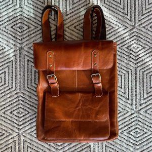 Real Chestnut Leather Backpack Handmade from Hanoi Vietnam